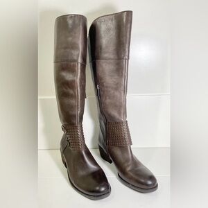 Brown Leather Knee High Boots Size 7.5 Timeless Equestrian Classic